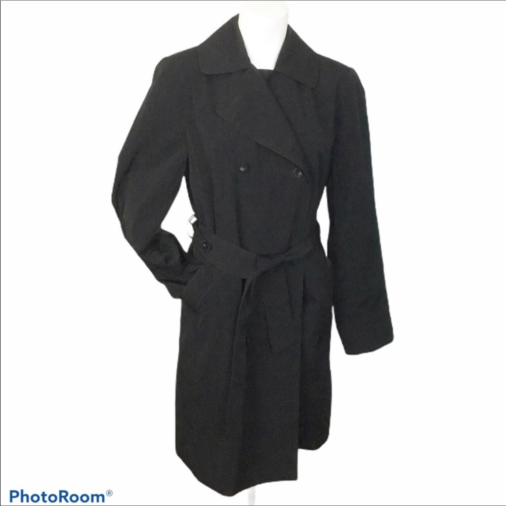 Towne by London Fog black trench coat EUC